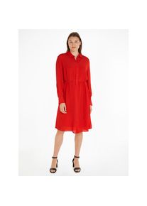 Tommy Hilfiger , Blusenkleid »FLUID VISCOSE CREPE KNEE DRESS« mit Logopatch , Fierce_Red , N-Gr , 44 -N-Gr , 44 , 100% Viskose: bietet ein weiches...