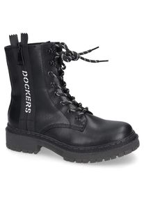 Dockers by Gerli , Schnürstiefel, Biker Boots, Plateau Stiefel mit modischem Textilband , schwarz , 38 , 38 , Schnürstiefel mit coolem...