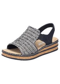 Rieker , Keilsandalette, Sommerschuh, Strandschuh, Sandale in Flechtoptik , schwarz-sand , 39 , 39 , Sandalette mit kleinen Stretcheinsätzen für...