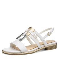Marco Tozzi , Sandalette, Blockabsatz, Sommerschuh, Riemchensandale im Metallic-Look , weiß , 36 , 36 , Sandalette mit verstellbarem Fesselriemchen