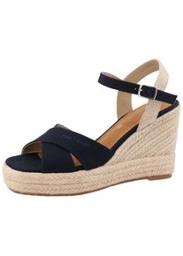 Tom Tailor , High-Heel-Sandalette »Jolanda«, Sommerschuh, Sandale, Keilabsatz, mit verstellbarem Ristriemchen , navy-beige , 37 , 37 , Sandalette...