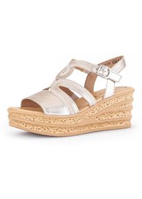 Gabor , Keilsandalette , Sommerschuh, Sandale, Keilabsatz, mit verstellbarer Schnalle , goldfarben-hellbeige , 41 , 41 , Keilsandalette mit...
