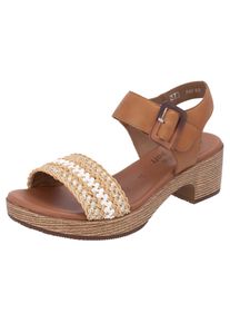 Remonte , Sandalette, Blockabsatz, Plateau, Sandale, Sommerschuh mit Bandage in Bastoptik , braun-natur-weiß , 36 , 36 , Modische Sandalette mit...