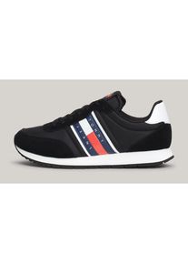 Tommy Jeans , Damen , Sneaker &raquo;TJM RUNNER CASUAL ESS&laquo; , Freizeitschuh, Halbschuh, Schn&uuml;rschuh mit seitlicher Logoflagge , schwarz-wei&szlig; , 44 , 44 ,...