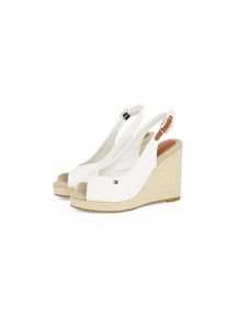 Tommy Hilfiger , High-Heel-Sandalette »FLAG HIGH WEDGE ESPAD SLINGBACK«, Sommerschuh, Partyschuh, Keilsandalette, in schmaler Form , ecru-braun ,...