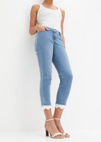 Stretch jeans met kanten boordjes - blauw - maat 44 - met katoen - bonprix