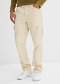 Relaxed fit cargo broek van katoenen canvas straight - beige - maat 48 - 100% katoen - bonprix