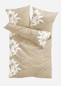 Dekbedovertrek met bloemen - beige - maat 135x200 cm - 100% katoen - bonprix