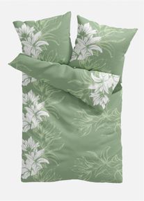 Dekbedovertrek met bloemen - groen - maat 135x200 cm - 100% katoen - bonprix