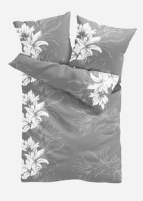 Dekbedovertrek met bloemen - grijs - maat 135x200 cm - 100% katoen - bonprix