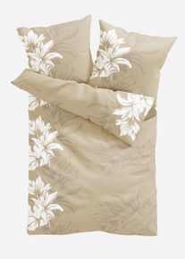 Dekbedovertrek met bloemen - beige - maat 135x200 cm - 100% katoen - bonprix