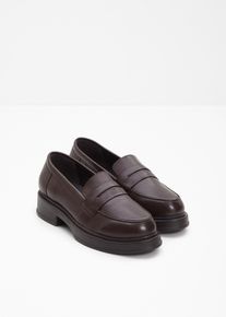 Leren loafers - bruin - maat 38 - glad leer - bonprix