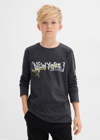 Longsleeve met print - grijs - maat 176/182 - 100% katoen - bonprix