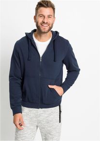 Hoodie met ritssluiting - blauw - maat 60/62 (XXL) - met katoen - bonprix