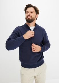 Sweater met troyer kraag - blauw - maat 52/54 (L) - met katoen - bonprix