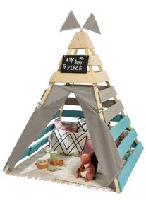 Muddy Buddy Spielhaus »Tipi-Zelt Dreamer« Holzschutz vorbehandelt, BxTxH: 135x135x170 cm, FSC - schützt Wald in blau