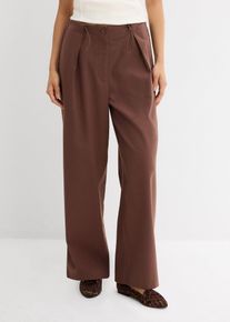 Hose mit funktionalen Details aus Viskose-Mix, braun, Größe 36, Viskose, bonprix