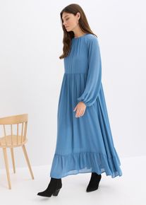 Maxikleid aus Chiffon, blau, Gr&ouml;&szlig;e 48, bonprix