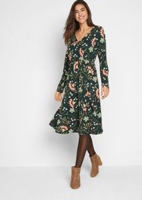 Baumwoll-Jerseykleid in Wickeloptik, gr&uuml;n, Gr&ouml;&szlig;e 44/46 (L), mit Baumwolle, bonprix