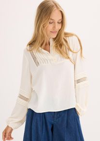 Oversize-Bluse mit Verzierungen, wei&szlig;, Gr&ouml;&szlig;e 38, bonprix