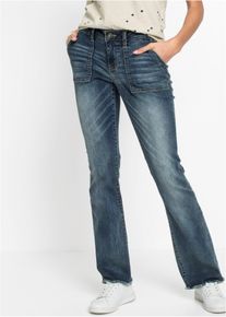 Bootcut Jeans Mid Waist, blau, Gr&ouml;&szlig;e 40, mit Baumwolle, bonprix