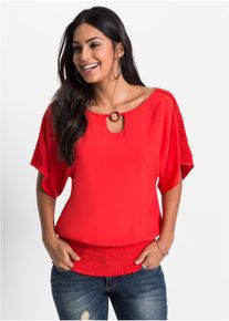 Bluse aus reiner Viskose, rot, Größe 52, bonprix