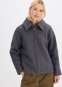 Blouson aus softem Boucl&eacute;, grau, Gr&ouml;&szlig;e 42, bonprix