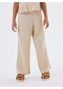name it Geweven broek NKFFALINNEN WIDE PANT NOOS meisjes broeken met print maat 116 beige