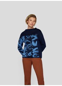 Rabe Gebreide trui met grafisch patroon en staande kraag dames truien maat 40 blauw