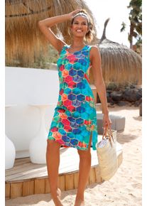 feel good Damska Letn&eacute; &scaron;aty so &scaron;irok&yacute;mi ramienkami Tyrkysovo-fuksiov&aacute; potlač veľkosť 36/38