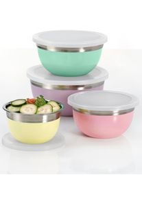 unisex Glazenschalenset in bont ,maat 0, WITT, 60% Roestvrij staal, 40% Polypropyleen