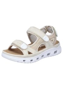 RIEKER Sport , Sandale, Sommerschuh, Sandalette, Plateauabsatz, mit Klettriemchen , creme , 41 , 41 , Trendige Sandale mit Klettverschlüsse für...