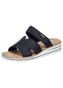 Rieker , Pantolette, Sommerschuh, Keilabsatz, Hausschuh, Schlappen mit softer Innensohle , schwarz , 37 , 37 , Sommerliche Pantolette mit...