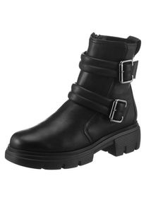 Paul Green , Bikerboots, Blockabsatz, Reißverschluss-Stiefelette mit kräftiger Profilsohle , schwarz , 37 , 37 , Stiefelette mit stylischen...