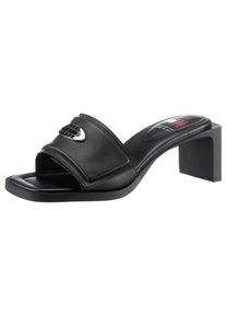 Tommy Jeans , Pantolette »THE SOHO HEEL LEATHER«, Partymode, Sommerschuh mit breiter Bandage , schwarz , 41 , 41 , Stylische High-Heel-Pantolette...
