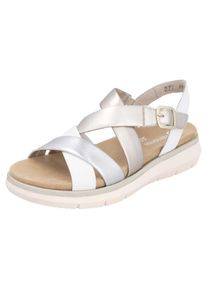 Remonte , Riemchensandale »Elisabeth Hurley-Collection«, Keilabsatz, Sommerschuh, Sandalette mit Kreuzbandage , goldfarben-weiß-silberfarben , 44 ,...