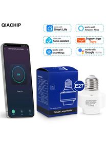QIACHIP Tuya Smart E27 Socket Switch APP Control Timer Works With Smart Life Alexa Google Home AC 110V 220V Bulb Holder Adapter