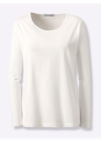 Dames Shirt met lange mouwen en ronde hals in ecru ,maat 38, WITT, 100% Katoen