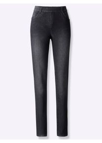Heine Dames Comfortjeans met ceintuurlussen in black denim ,maat 44, Witt, 81% Katoen, 17% Polyester, 2% Elastan