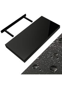 Casaria Estante de pared MDF negro brillante 50cm soporte fijación