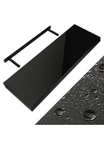 Casaria Półka ścienna Wisząca 70cm Czarny Wysoki połysk Wspornik