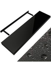 Casaria Estante de pared MDF negro brillante 90cm soporte fijación