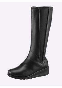 Damen Stiefel mit Stretch-Einsatz in schwarz ,Gr&ouml;&szlig;e 37, Witt, 100% Leder