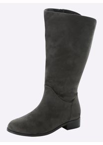 sheego Damen Weitschaftstiefel in Wildleder-Optik in grau ,Größe 39, Witt, 100% Polyurethan