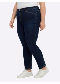 sheego Dames Jeans smal, met comfortabele bovenbenen in dark-blue ,maat 46, Witt, 99% Katoen, 1% Elastan