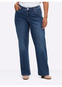 sheego Dames Rechte jeans bij smalle taille en groot zitvlak in blue-stonewashed ,maat 50, Witt, 95% Katoen, 3% Polyester, 2% Elastan