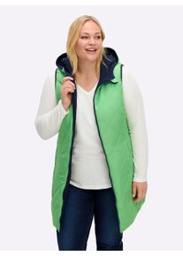 sheego Dames Keerbare bodywarmer met capuchon in diepblauw/appelgroen ,maat 44, Witt, 100% Polyester. Wattering: 100% Polyester