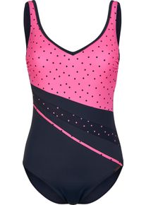 Sun Marin Dames Badpak in marine/fuchsia bedrukt ,maat 38C, Witt, 80% Polyamide, 20% Elastan