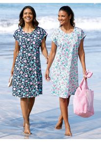 feel good Damen Sommerkleid in marine-bedruckt + wei&szlig;-bedruckt ,Gr&ouml;&szlig;e 36/38, Witt, 100% Baumwolle