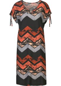 feel good Dames Zomerjurk in zwart/papaja bedrukt ,maat 36/38, Witt, 95% Viscose, 5% Elastan